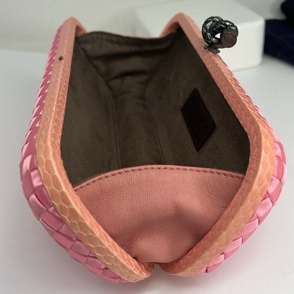 Bottega Veneta Pink Intrecciato Long Knot Clutch Bag Silk Snakeskin - Perfect - Picture 12 of 15
